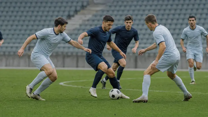 Cropped version of fictional unbranded soccer footage