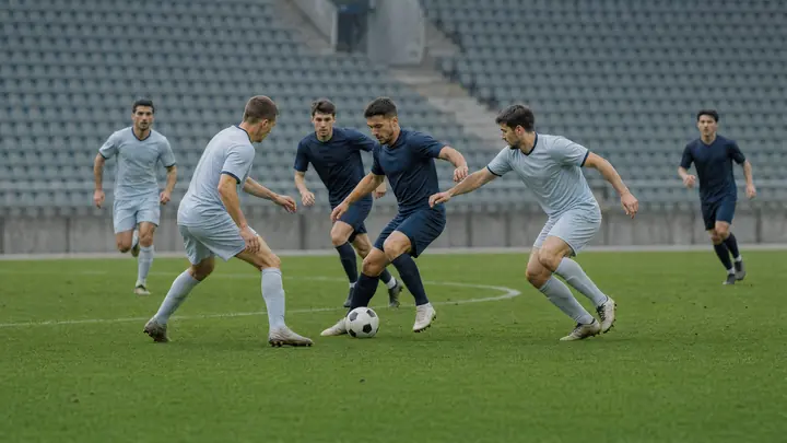 Mirrored version of fictional unbranded soccer footage